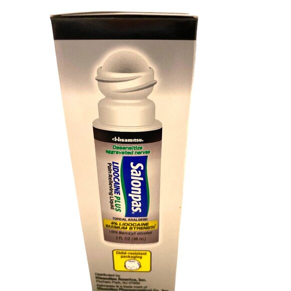 Salonpas Lidocaine Plus Pain Relieving Liquid Roll-On - 3 Fl. Oz - 4% Lidocaine - Picture 2 of 4